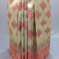 Beige Coral Jacquard Silk Saree with Woven Floral Design Rich Border