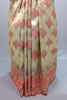 Beige Coral Jacquard Silk Saree with Woven Floral Design Rich Border