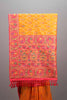Orange Jacquard Silk Saree Pink Embroidered Border Designer Pallu