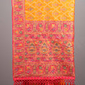 Orange Jacquard Silk Saree Pink Embroidered Border Designer Pallu