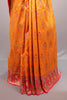 Orange Jacquard Silk Saree Pink Embroidered Border Designer Pallu