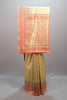  Beige Jacquard Silk Saree Coral Paisley Woven Design Rich Border 