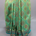 Sea Green Jacquard Silk Saree with Woven Motifs Designer Border