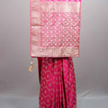 Rani Pink Jacquard Silk Saree Gold Woven Design Rich Border