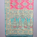 Pink Turquoise Jacquard Silk Saree with Zari Woven Design Rich Border