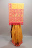  Mustard Yellow Jacquard Silk Saree Pink Embroidered Border Designer Pallu