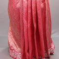 Elegant Pink Jacquard Silk Saree with Woven Design Border