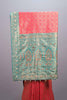 Pink Sea Green Jacquard Silk Saree with Zari Woven Design Rich Border