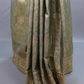 Olive Green Gold Jacquard Silk Saree Zari Woven Design Rich Border