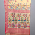 Cream Kanjivaram Silk Saree Motif Weaving and Rich Red Border