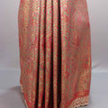 Peach Pink Kanjivaram Silk Saree Zari Weaving Motifs Designer Border Pallu