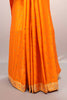 Orange Silk Saree Embroidery Elephant Motif Design Stone Designer Border