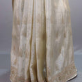 Off White Silk Saree Zari Weaving Patchwork Motifs Designer Border