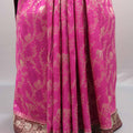 Rani Pink Kanjivaram Silk Saree  Zari Weaving Floral Elephant Motifs Rich