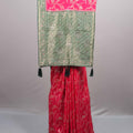  Rani Pink Green Kanjivaram Silk Saree Zari  Floral Elephant Motifs Rich Border
