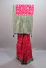  Rani Pink Green Kanjivaram Silk Saree Zari  Floral Elephant Motifs Rich Border