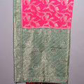 Rani Pink Green Kanjivaram Silk Saree Zari  Floral Elephant Motifs Rich Border