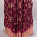 Wine Peach Kanjivaram Silk Saree Rich Zari Floral Motifs Designer Border