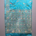 Teal Blue Silk Saree Floral Embroidery Rich Zari Border Designer Pallu
