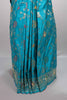 Teal Blue Silk Saree Floral Embroidery Rich Zari Border Designer Pallu