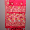 Red Silk Saree Multicolor Floral Embroidery Rich Zari Border Tassel Pallu
