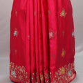 Red Silk Saree Multicolor Floral Embroidery Rich Zari Border Tassel Pallu