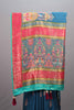 Teal Blue Silk Saree Multicolor Traditional Print Motif Border Rich Pallu