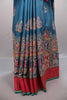 Teal Blue Silk Saree Multicolor Traditional Print Motif Border Rich Pallu