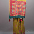  Mustard Yellow Silk Saree Multicolor Print Motif Border Rich Pallu