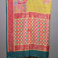 Mustard Yellow Silk Saree Multicolor Print Motif Border Rich Pallu