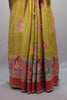 Mustard Yellow Silk Saree Multicolor Print Motif Border Rich Pallu