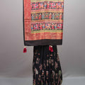  Black Silk Saree Multicolor Print Elephant Motif Border Rich Zari Pallu 
