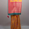 Mustard Yellow Silk Saree Floral Print Rich Zari Border Pallu