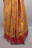Mustard Yellow Silk Saree Floral Print Rich Zari Border Pallu