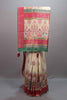 Designer Cream Silk Saree Multicolor Traditional Print Motif Border