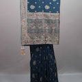  Navy Blue Silk Saree with Silver Zari Weaving Designer Border