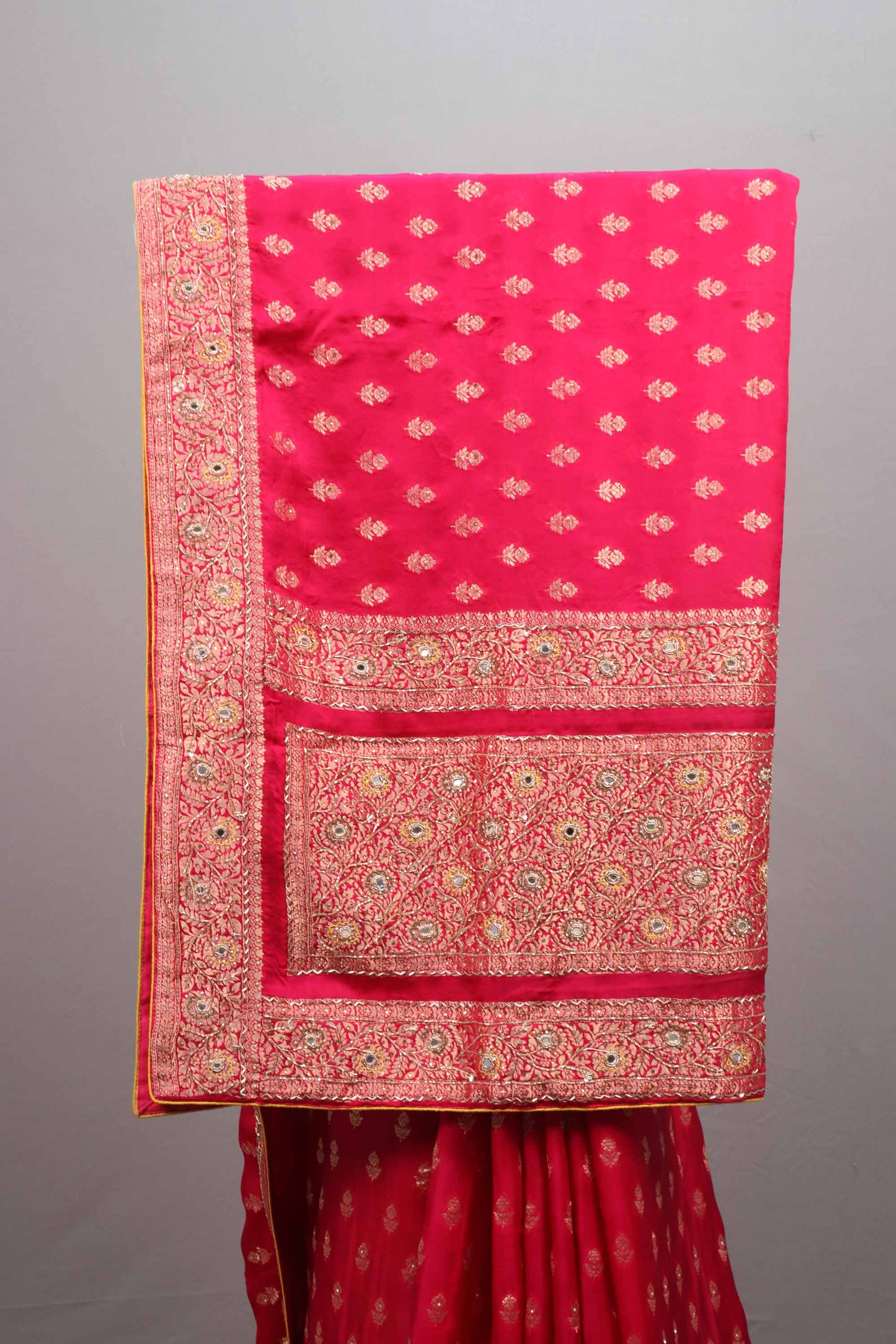 Red Silk Saree with Gold Zari Embroidery Heavy Designer Border