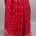 Red Silk Saree with Gold Zari Embroidery Heavy Designer Border