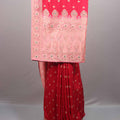 Red Pink Silk Saree with Heavy Embroidered Border Zari Designer Pallu 
