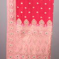 Red Pink Silk Saree with Heavy Embroidered Border Zari Designer Pallu