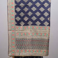 Navy Blue Silk Saree with Gold Zari Motifs Woven Border Designer Pallu