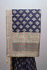 Navy Blue Silk Saree with Gold Zari Motifs Woven Border Designer Pallu