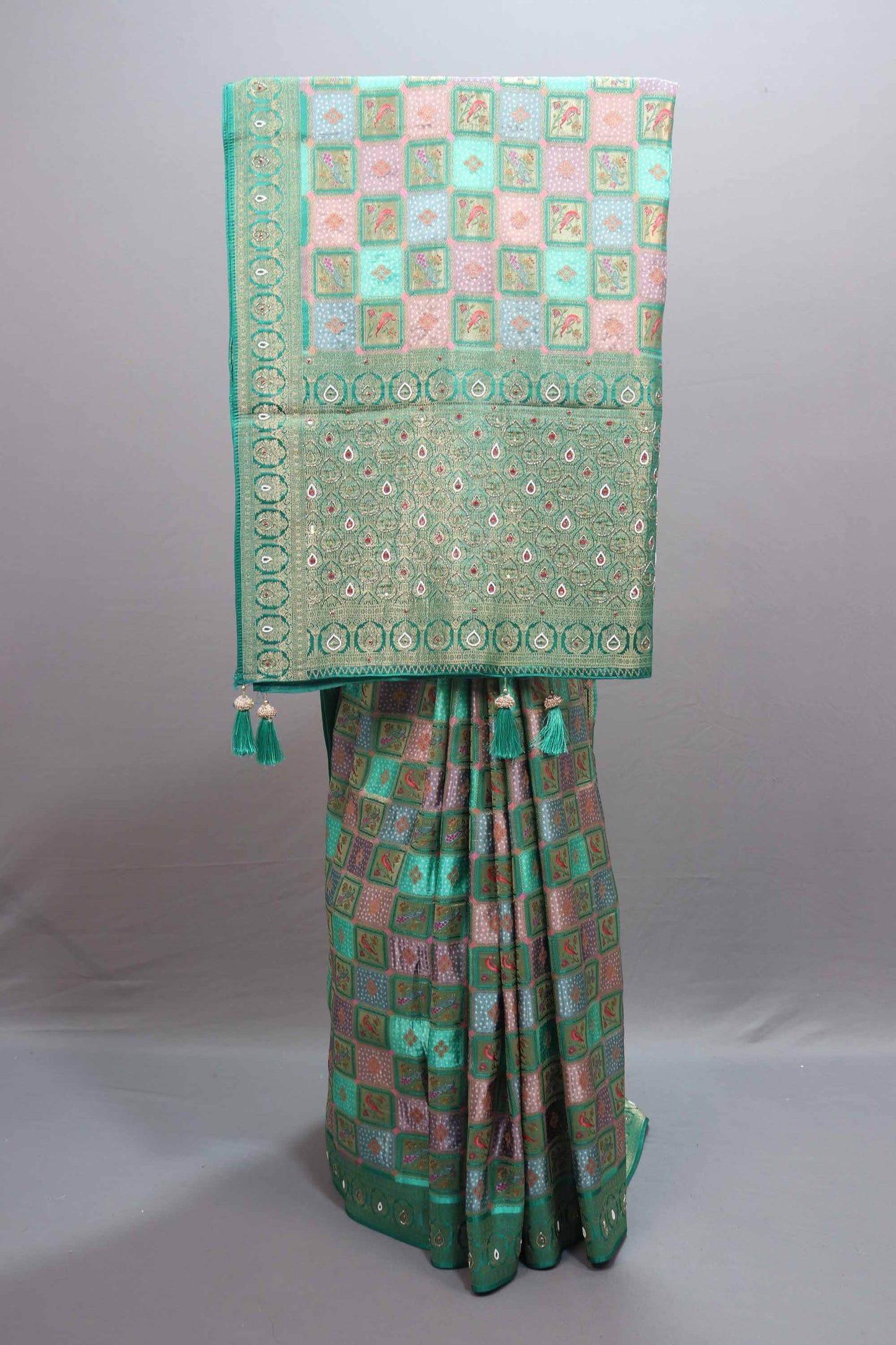 Sea Green Banarasi Silk Saree Traditional Weaving Rich Zari Border