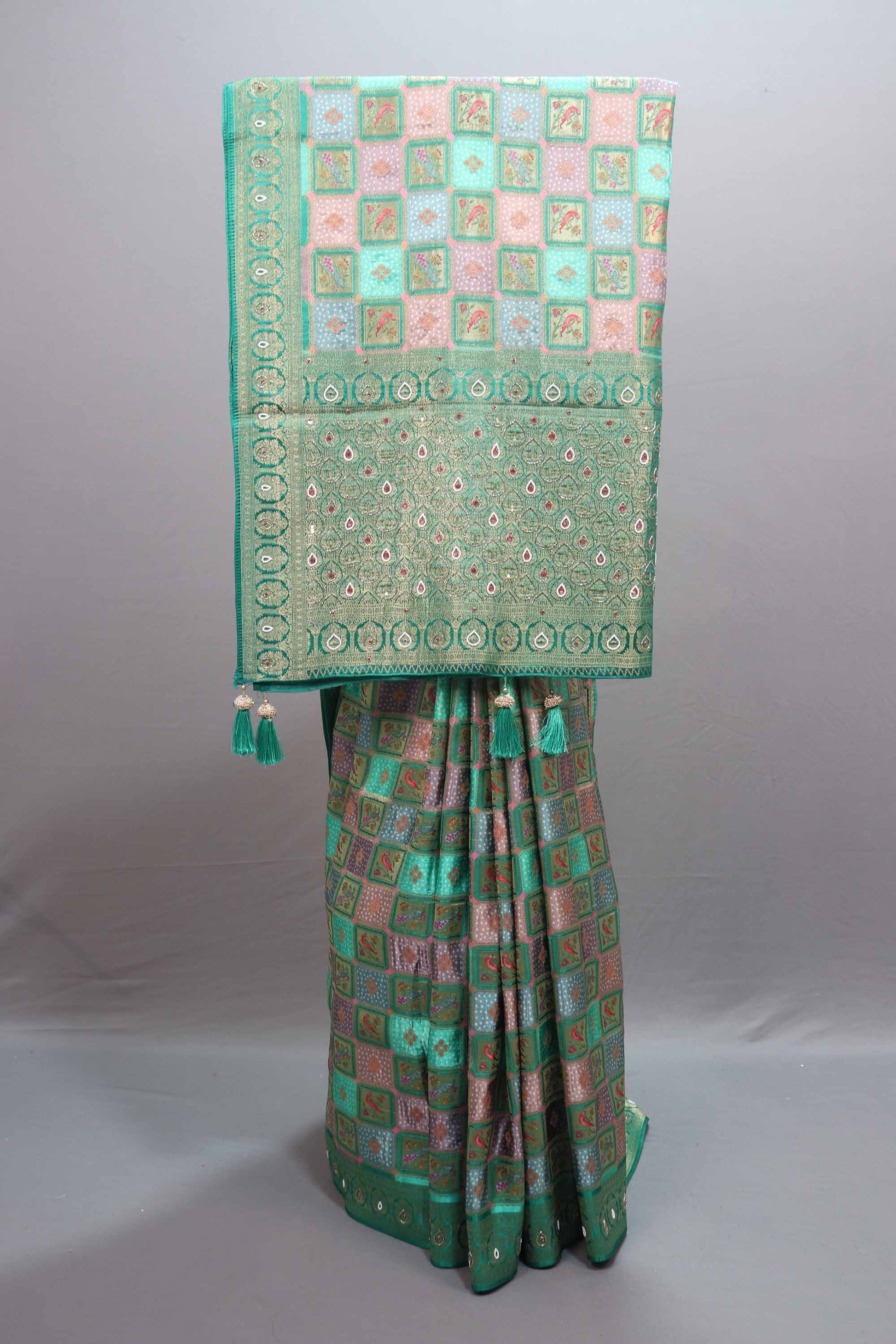 Sea Green Banarasi Silk Saree Traditional Weaving Rich Zari Border