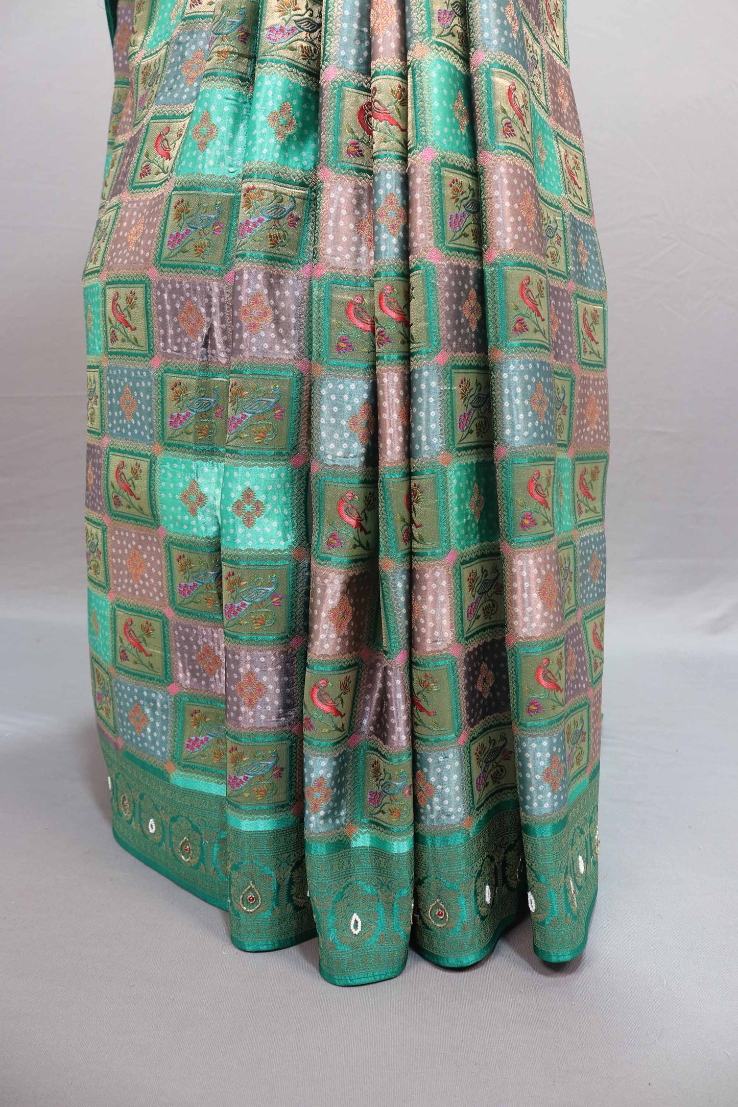 Sea Green Banarasi Silk Saree Traditional Weaving Rich Zari Border