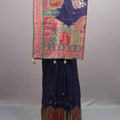  Navy Blue Banarasi Silk Saree with Traditional Temple Border