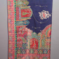 Navy Blue Banarasi Silk Saree with Traditional Temple Border