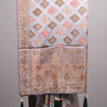 Grey Banarasi Silk Saree with Diamond Check Pattern Rich Zari Border