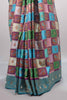 Multicolor Banarasi Silk Saree with Checkered Design Rich Teal Zari Border