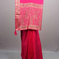  Rani Pink Silk Saree with Heavy Zari Embroidered Border Design